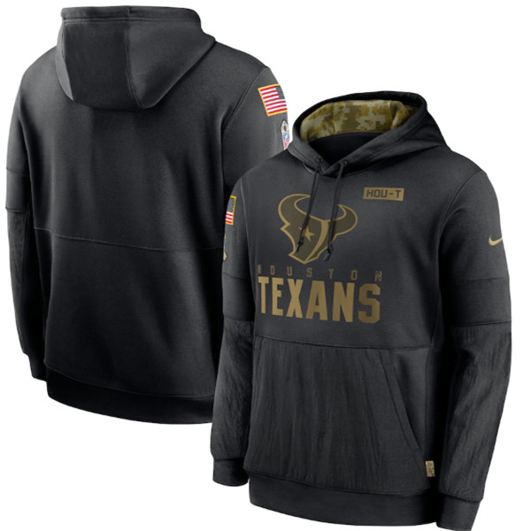 Men's Houston Texans Black NFL 2020 Salute To Service Sideline Performance Pullover Hoodie